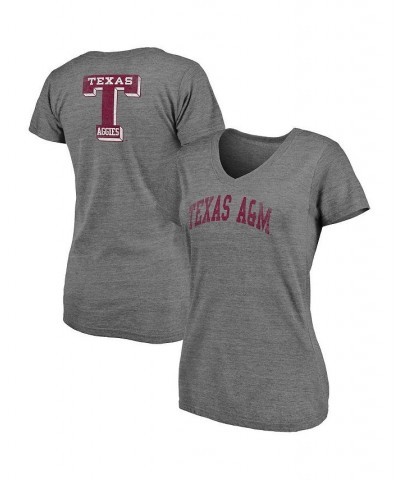 Women's Branded Heathered Gray Texas A&M Aggies Slab Serif 2-Hit V-Neck Tri-Blend T-shirt Heathered Gray $18.00 Tops