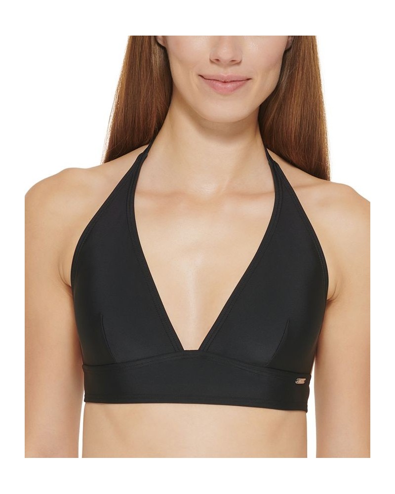 Women's Halter Bikini Top & Classic Bikini Bottoms Black $39.00 Swimsuits