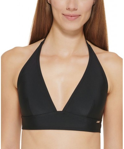 Women's Halter Bikini Top & Classic Bikini Bottoms Black $39.00 Swimsuits