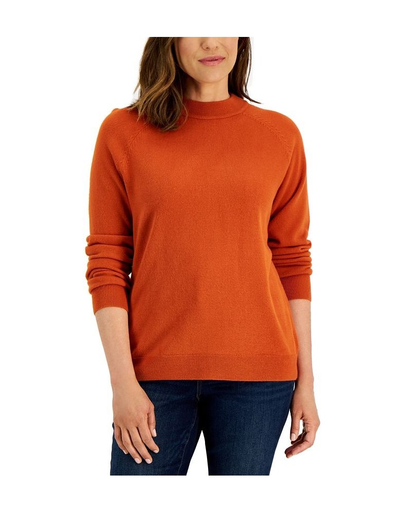 Women's Zip-Back Mock-Neck Sweater Red Cherry $10.52 Sweaters