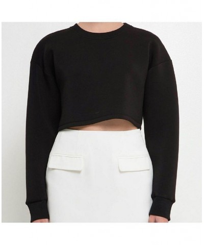 Women's Loungewear Cropped Sweatshirt Black $31.50 Sweatshirts