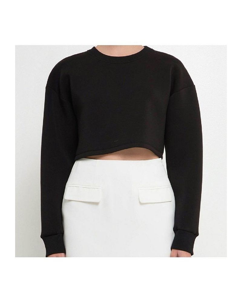 Women's Loungewear Cropped Sweatshirt Black $31.50 Sweatshirts