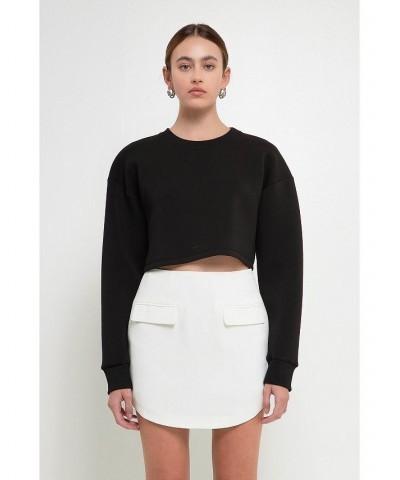 Women's Loungewear Cropped Sweatshirt Black $31.50 Sweatshirts