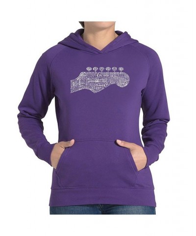 Women's Word Art Hooded Sweatshirt - Guitar Head Purple $30.00 Sweatshirts