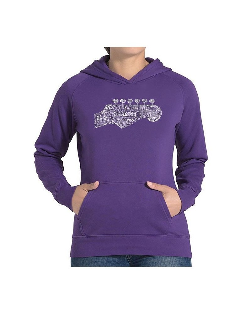 Women's Word Art Hooded Sweatshirt - Guitar Head Purple $30.00 Sweatshirts