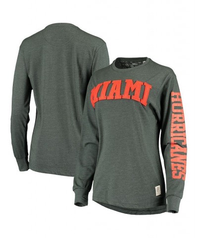 Women's Green Miami Hurricanes Two-Hit Canyon Long Sleeve T-shirt Green $25.85 Tops