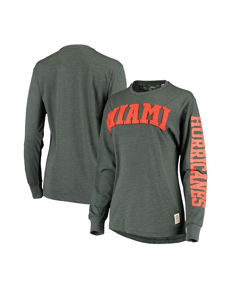 Women's Green Miami Hurricanes Two-Hit Canyon Long Sleeve T-shirt Green $25.85 Tops