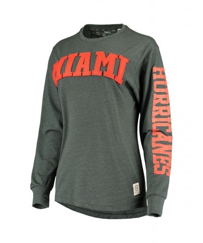 Women's Green Miami Hurricanes Two-Hit Canyon Long Sleeve T-shirt Green $25.85 Tops