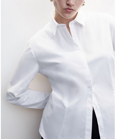 Women's Essential Cotton-Blend Shirt White $20.00 Tops