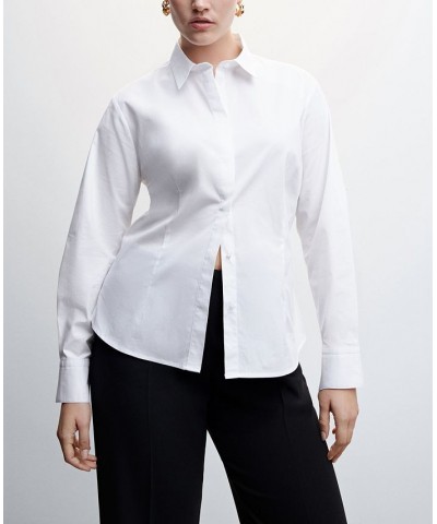 Women's Essential Cotton-Blend Shirt White $20.00 Tops