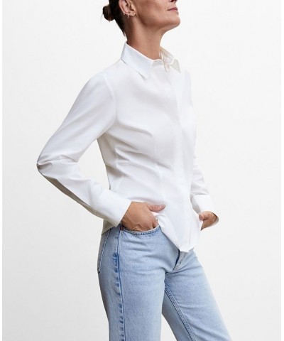 Women's Essential Cotton-Blend Shirt White $20.00 Tops