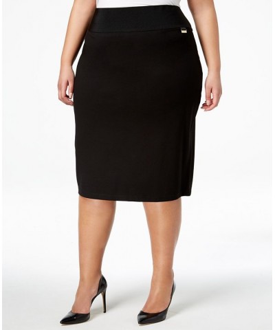 Plus Size Pull-On Tummy-Control Pencil Skirt Black $20.90 Skirts