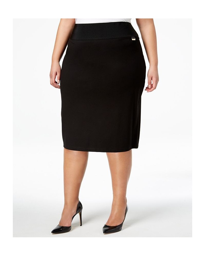 Plus Size Pull-On Tummy-Control Pencil Skirt Black $20.90 Skirts