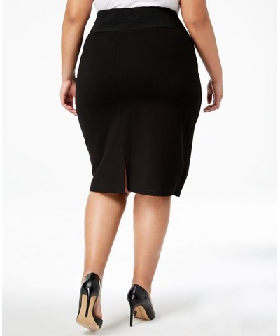 Plus Size Pull-On Tummy-Control Pencil Skirt Black $20.90 Skirts