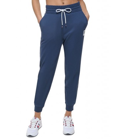 Women's French Terry Tapered Jogger Pants Blue $21.86 Pants