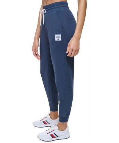 Women's French Terry Tapered Jogger Pants Blue $21.86 Pants