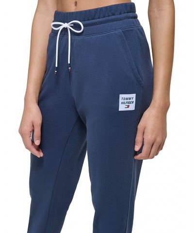 Women's French Terry Tapered Jogger Pants Blue $21.86 Pants