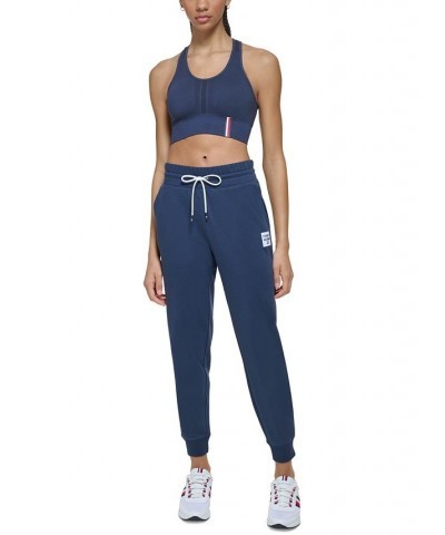 Women's French Terry Tapered Jogger Pants Blue $21.86 Pants