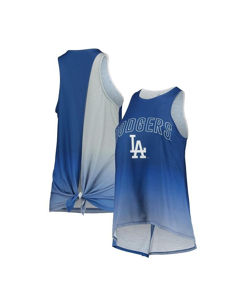 Women's Royal Los Angeles Dodgers Gradient Tie-Back Racerback Tank Top Royal $21.50 Tops