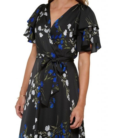 Petite V-Neck Short-Sleeve Ruffled Midi Dress Cobalt Multi $30.49 Dresses