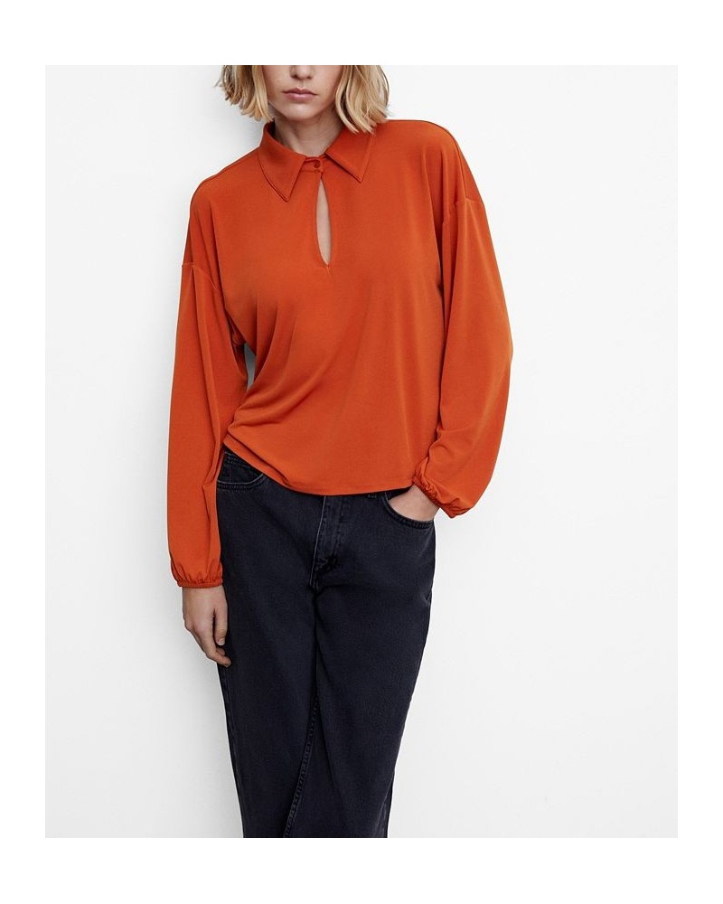 Women's Slit Shirt Orange $26.32 Tops