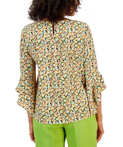 Women's Printed Ruffle-Sleeve Blouse Multi $43.45 Tops