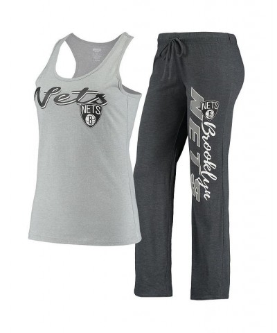 Women's Brooklyn Nets Anchor Tank Top and Pants Sleep Set Heathered Gray, Heathered Charcoal $29.63 Pajama