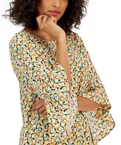 Women's Printed Ruffle-Sleeve Blouse Multi $43.45 Tops