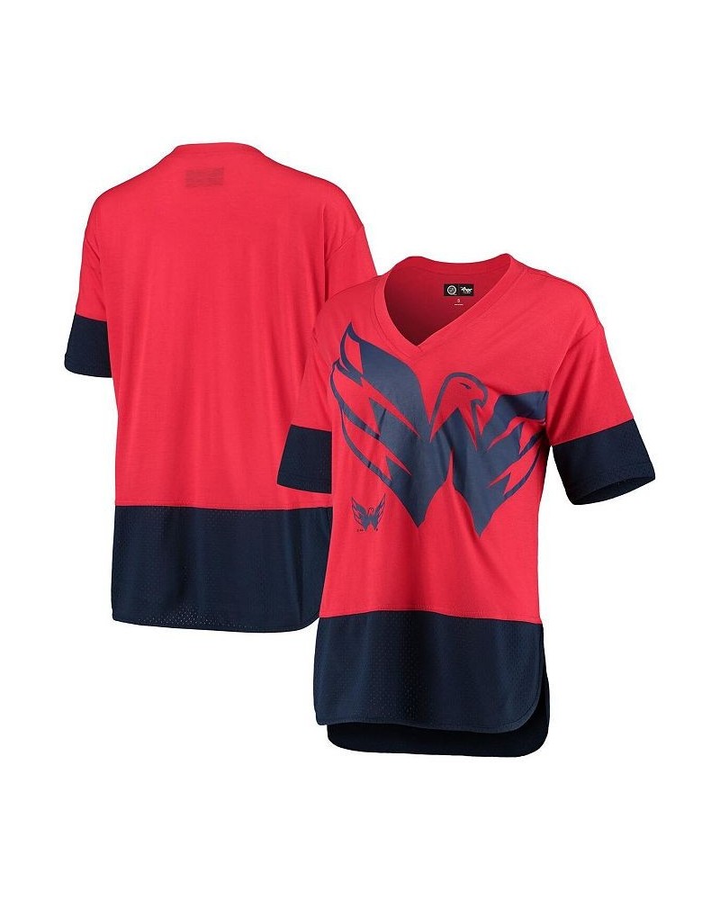 Women's Red Washington Capitals 1st Place V-Neck T-shirt Red $25.51 Tops