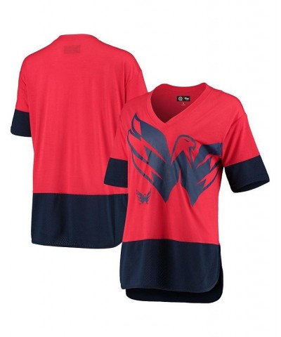 Women's Red Washington Capitals 1st Place V-Neck T-shirt Red $25.51 Tops