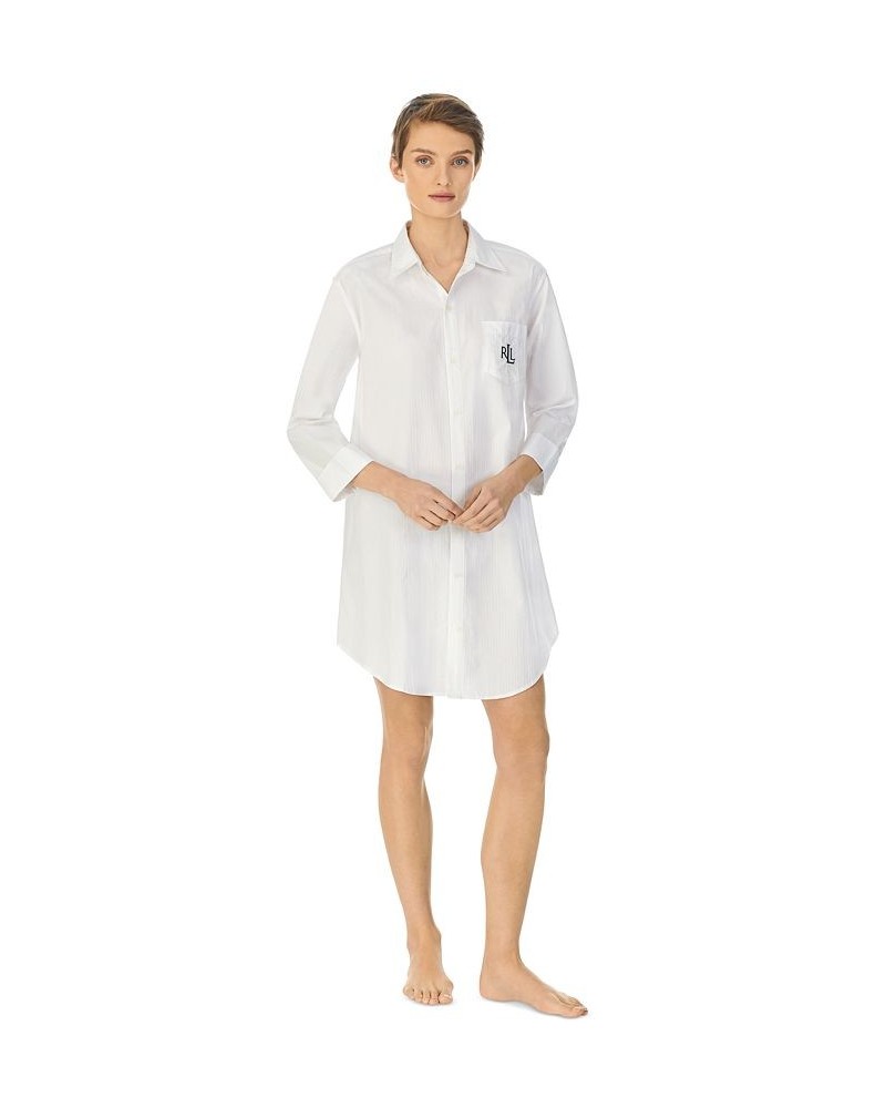 Roll-Cuff Sleepshirt Nightgown White $31.05 Sleepwear