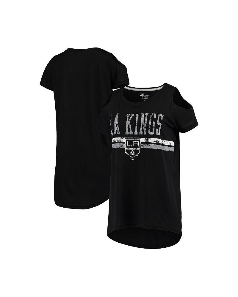 Women's Black Los Angeles Kings Clear The Bases Scoop Neck T-shirt Black $23.84 Tops