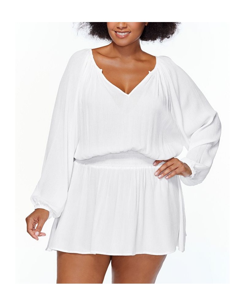 Trendy Plus Size Maui Swim Cover-Up Dress White $47.30 Swimsuits