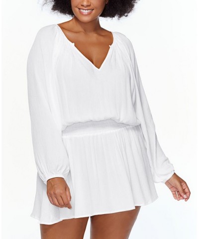 Trendy Plus Size Maui Swim Cover-Up Dress White $47.30 Swimsuits