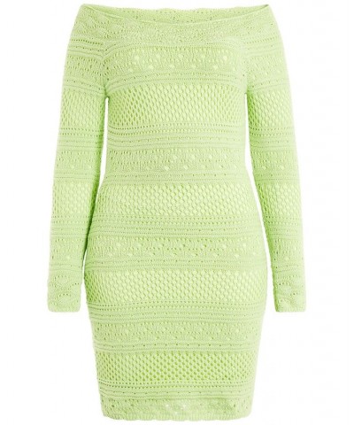 Women's Eco Amelie Crochet Long Sleeve Dress Green $41.40 Dresses