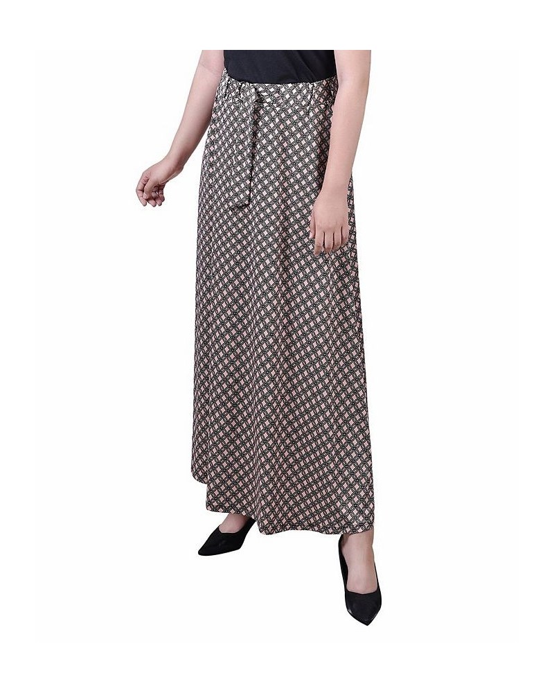 Petite Printed Belted Maxi Skirt Mellow Rose Black New Iconic $18.24 Skirts