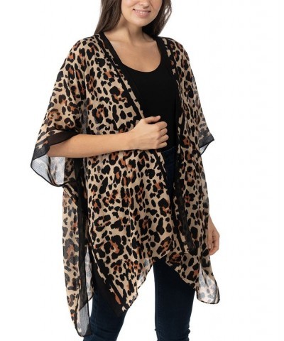 Women's Animal-Print Kimono Cover-Up Camel $35.62 Tops