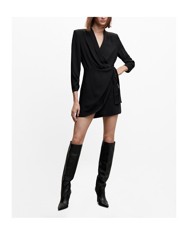 Women's Knotted Wrap Dress Black $48.59 Dresses