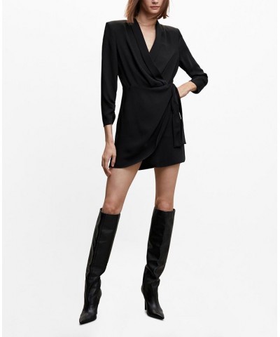 Women's Knotted Wrap Dress Black $48.59 Dresses