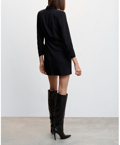 Women's Knotted Wrap Dress Black $48.59 Dresses