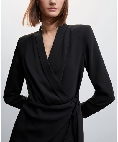 Women's Knotted Wrap Dress Black $48.59 Dresses