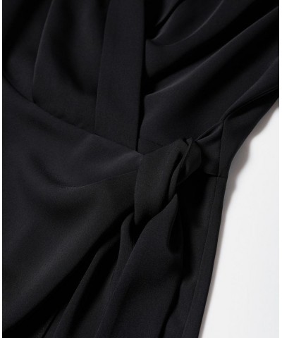 Women's Knotted Wrap Dress Black $48.59 Dresses