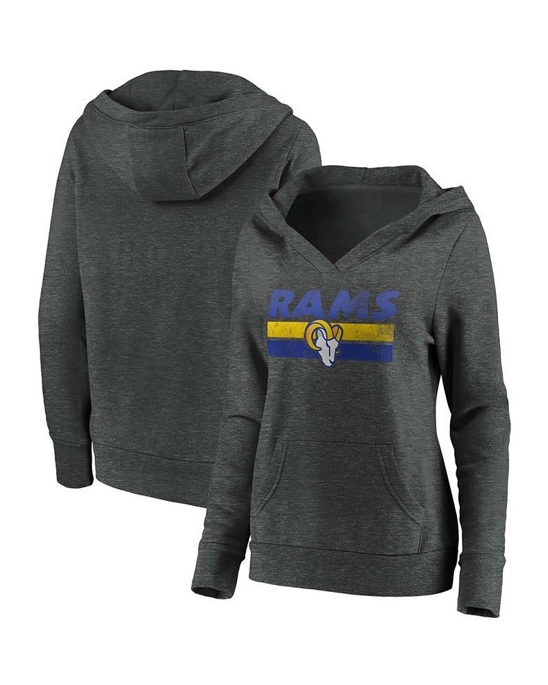 Plus Size Heathered Charcoal Los Angeles Rams First String V-Neck Pullover Hoodie Heather Charcoal $27.30 Sweatshirts