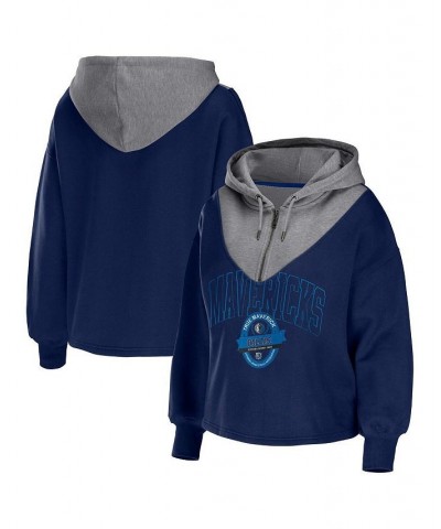 Women's Navy Dallas Mavericks Pieced Quarter-Zip Hoodie Jacket Navy $42.89 Jackets