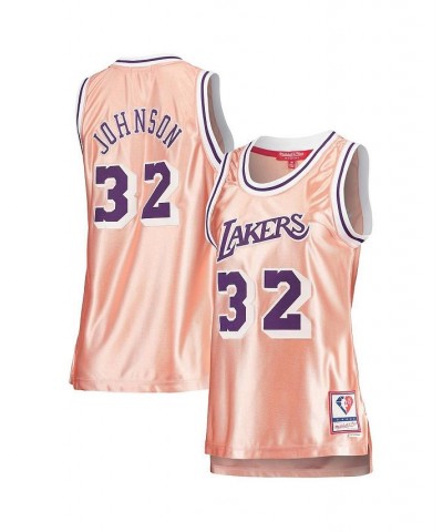 Women's Magic Johnson Pink Los Angeles Lakers 75th Anniversary Rose Gold 1984 Swingman Jersey Pink $55.50 Jersey