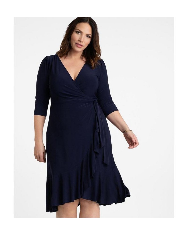 Women's Plus Size Whimsy Wrap Dress Navy $52.92 Dresses