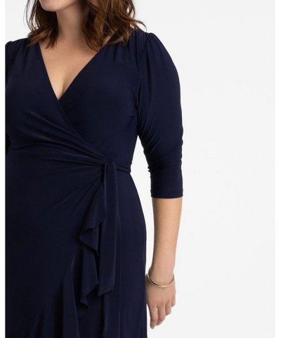 Women's Plus Size Whimsy Wrap Dress Navy $52.92 Dresses