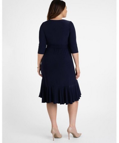 Women's Plus Size Whimsy Wrap Dress Navy $52.92 Dresses