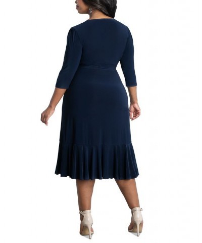 Women's Plus Size Whimsy Wrap Dress Navy $52.92 Dresses