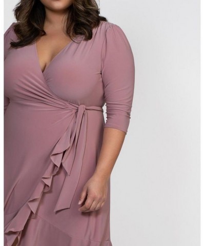 Women's Plus Size Whimsy Wrap Dress Navy $52.92 Dresses